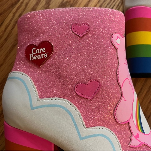 Pink Cheer Bear Care Bears Shoes Ankle Boots 80s Retro Boots Size 6 Pride - Picture 11 of 12